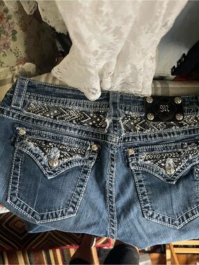 Miss Me Embellished Blue Boot Cut Jeans with Rhinestone Accents